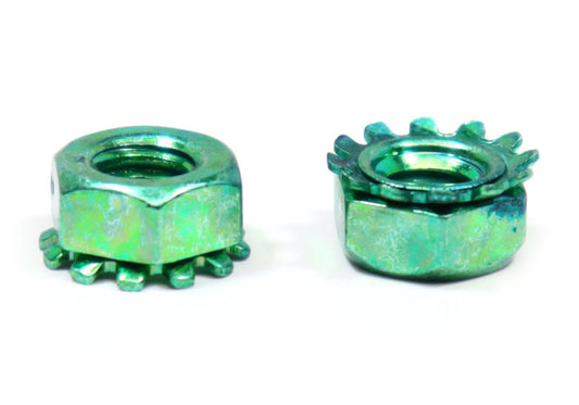 #6-32 Coarse Thread Keps Nut / Star Nut with External Tooth Lockwasher Low Carbon Steel Green Zinc Plated AFB4_U1TFB36